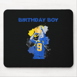 9 Years Old Birthday Boy Blue And Yellow Basketbal Mouse Pad