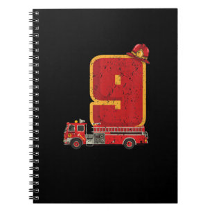 9 Years Old Birthday Boy Gifts Firefighter Notebook