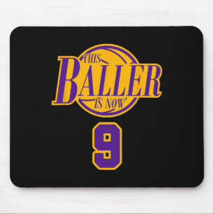 9 Years Old Birthday Bysketbyll Byller Purple And Mouse Pad