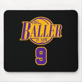 9 Years Old Birthday Bysketbyll Byller Purple And  Mouse Pad
