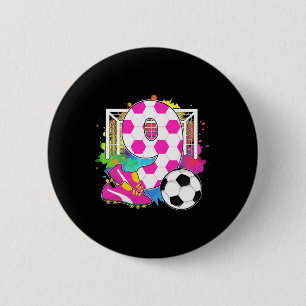 9 Years Old Birthday Girl 9th Birthday Soccer Them 6 Cm Round Badge