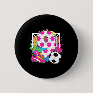 9 Years Old Birthday Girl 9th Birthday Soccer Them 6 Cm Round Badge