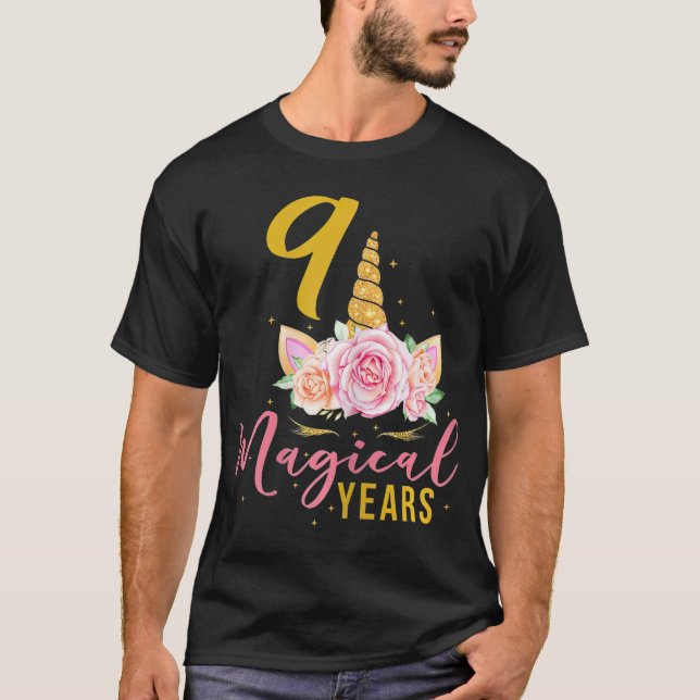9 Years Old Birthday Girl Gift Unicorn 9th T-Shirt (Front)