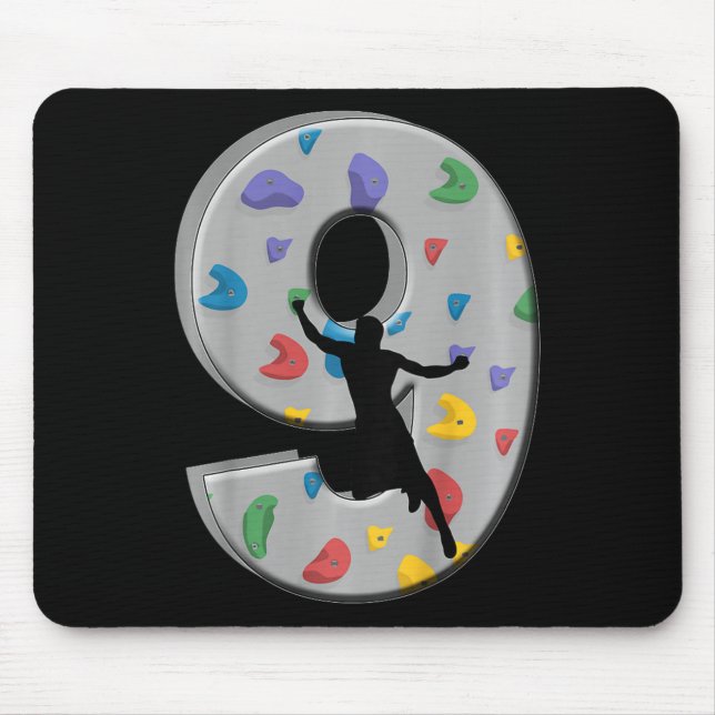9 Years Old Climber Birthday Bouldering Climbing R Mouse Pad (Front)