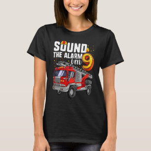 9 Years Old Firetruck  Birthday Boy Firefighter T-Shirt