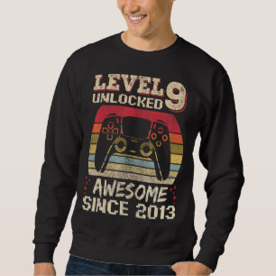 9 Years Old Gamer Boy Birthday 9 Level Unlocked 2 Sweatshirt
