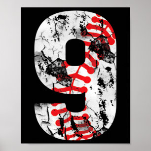 9 Years Old Gifts Number 9 Baseball 9th Birthday B Poster