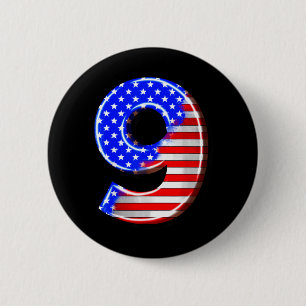 9 Years Old Kids America USA Flag 9th Birthday 6 Cm Round Badge