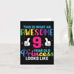 9 Years Old Princess Birthday Quote 9th B-Day Kids Card