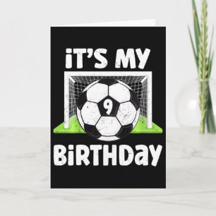 9 Years Old Soccer 9th Birthday Player Kids B-day  Card
