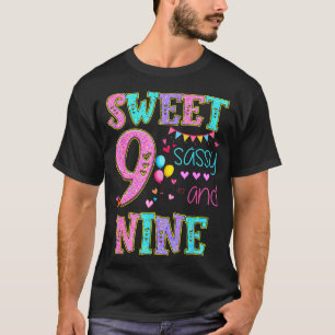 9 Years Old Sweet Sy And Nine Birthday Girl Donut  T-Shirt