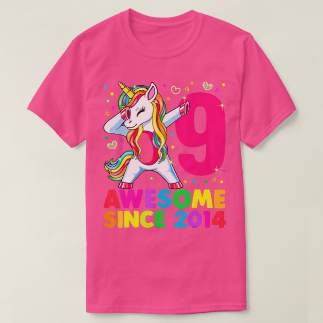 9 Years Old Unicorn Dabbing 9th Birthday Girl Unic T-Shirt (Design Front)