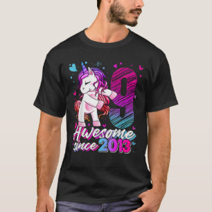 9 Years Old Unicorn Flossing 9Th Birthday Girl Uni T-Shirt