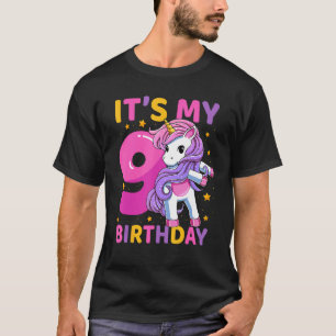 9 Years Old Unicorn Flossing 9th Birthday Party Gi T-Shirt