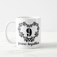 9th Anniversary 9 Years Together Heart Gift Mug