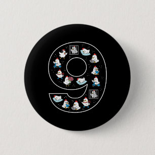 9th Birthday 9 Year Old Chicken Boys Girls Farmer 6 Cm Round Badge