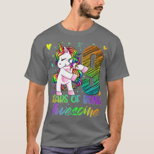 9th Birthday 9 Year Old Girl Flossing Unicorn Par T-Shirt