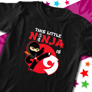 9th Birthday 9 Year Old Kids Party Little Ninja 9 T-Shirt