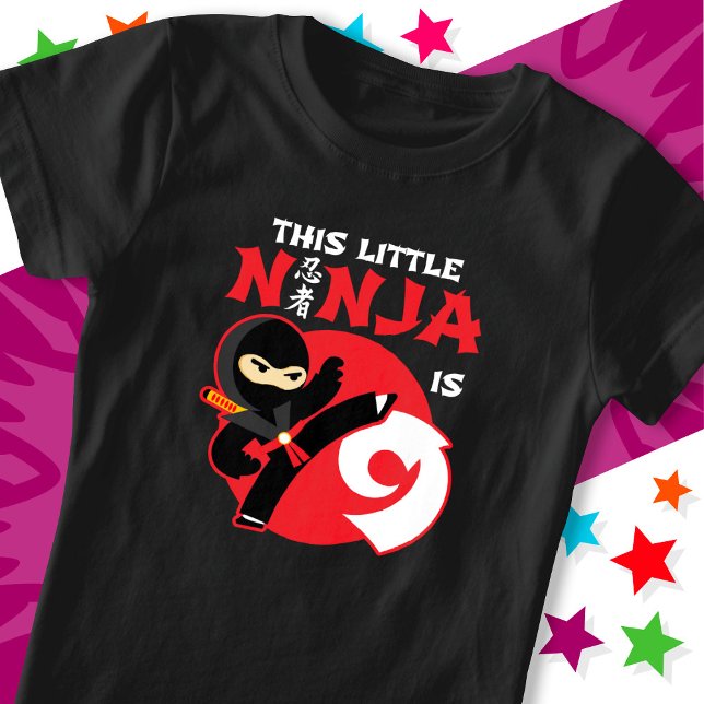 9th Birthday 9 Year Old Kids Party Little Ninja 9 T-Shirt (Creator Uploaded)