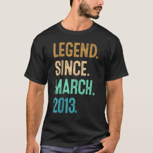 9th Birthday 9 Year Old Legend Since March 2013 T-Shirt