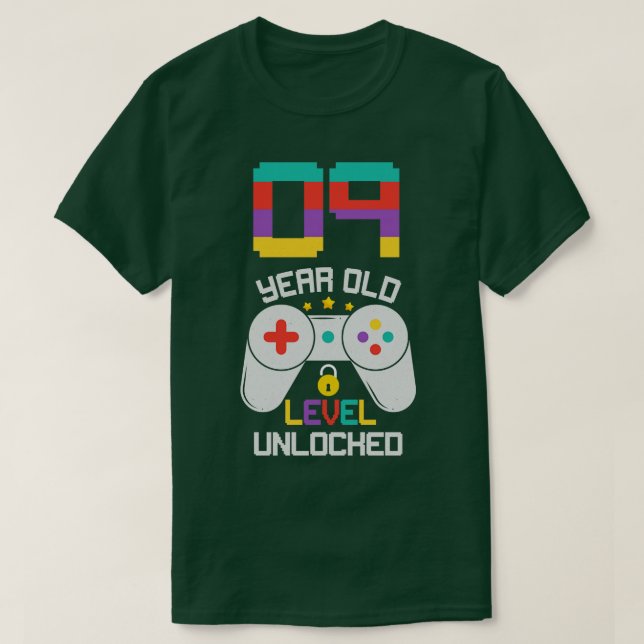 9th Birthday 9 Year Old Level Unlocked Bday Gamer T-Shirt (Design Front)