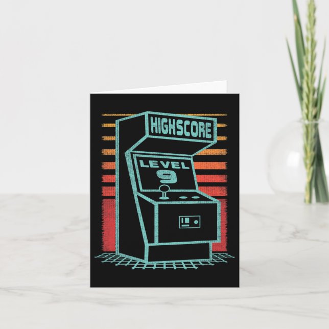 9th Birthday 9 Year Old Retro Gamer Level Up Unloc Card (Front)