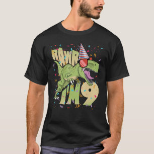 9th Birthday, 9 Year Old Shirt. T-Rex, Dinosaur Ra T-Shirt