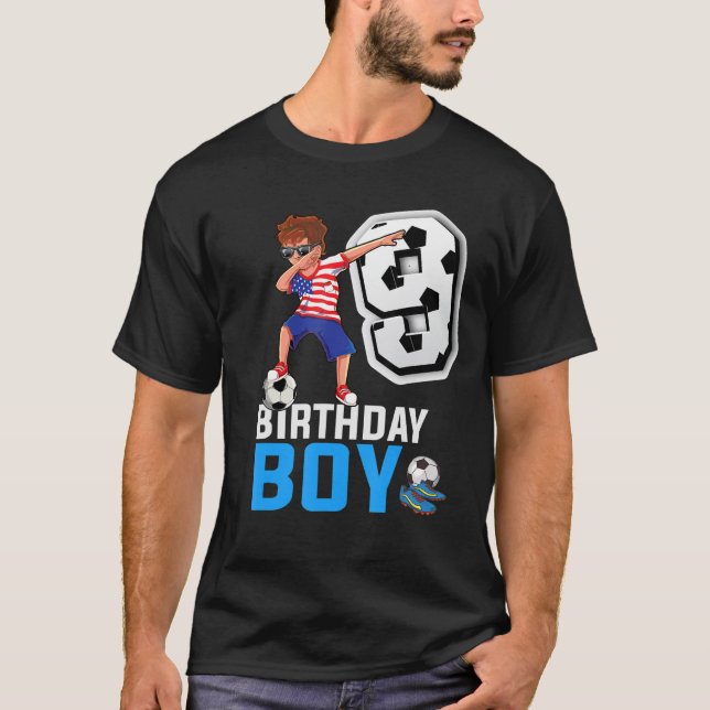 9th Birthday  9 Year Old Soccer Player Birthday Bo T-Shirt (Front)