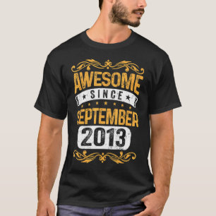 9th Birthday  9 Years Old Awesome Since September  T-Shirt