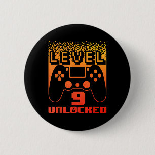 9th Birthday Art For Boys Level 9 Unlocked Gamer 9 6 Cm Round Badge
