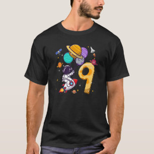 9th Birthday Astronaut Space Balloons 9 Years Old  T-Shirt