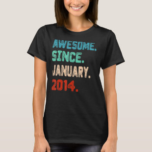 9th Birthday Awesome Since January 2014 9 Years O T-Shirt