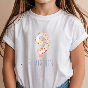 9th Birthday Balloon Milestone Birthday Party  T-Shirt