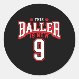 9th Birthday Basketball Lover 9 Years Old Bday Classic Round Sticker