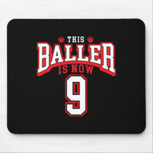 9th Birthday Basketball Lover 9 Years Old Bday  Mouse Pad