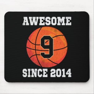 9th Birthday Basketball Lover 9 Years Old Vintage Mouse Pad