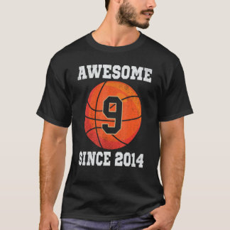 9th Birthday Basketball Lover 9 Years Old Vintage T-Shirt