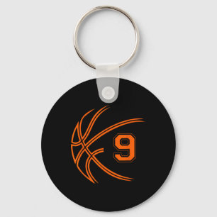 9th Birthday Basketball Nine 9 Years Old Boys Kids Key Ring