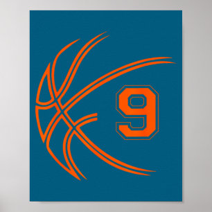 9th Birthday Basketball Nine 9 Years Old Boys Kids Poster