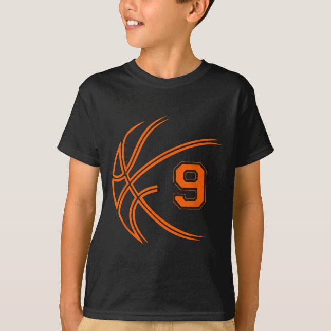 9th Birthday Basketball Nine 9 Years Old Boys Kids T-Shirt (Front)