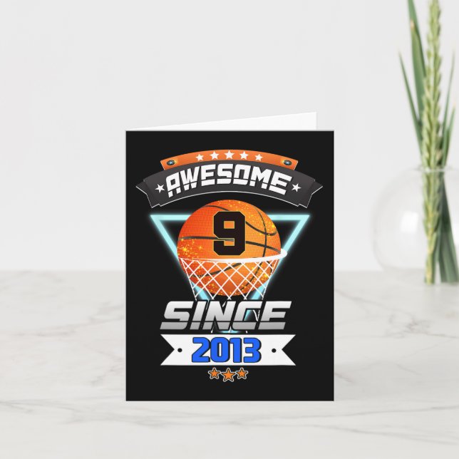 9th Birthday  Basketball Player 9 Years Old Boy Gi Card (Front)