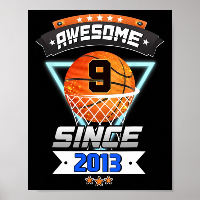 9th Birthday  Basketball Player 9 Years Old Boy Gi Poster (Front)