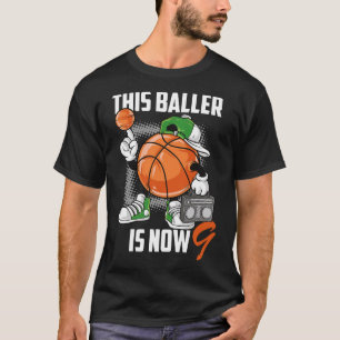 9th Birthday Basketball Player Fun 9 Years Old Kid T-Shirt