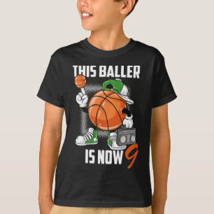 9th Birthday Basketball Player Fun 9 Years Old Kid T-Shirt