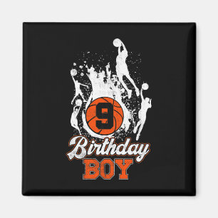 9th Birthday Basketball Theme Birthday Boy 9Yrs Ol Magnet