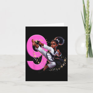 9th Birthday Black Girl Martial Arts Party Taekwon Card