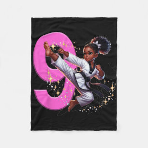 9th Birthday Black Girl Martial Arts Party Taekwon Fleece Blanket