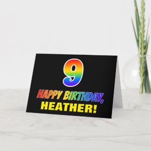 9th Birthday: Bold, Fun, Simple, Rainbow 9 Card