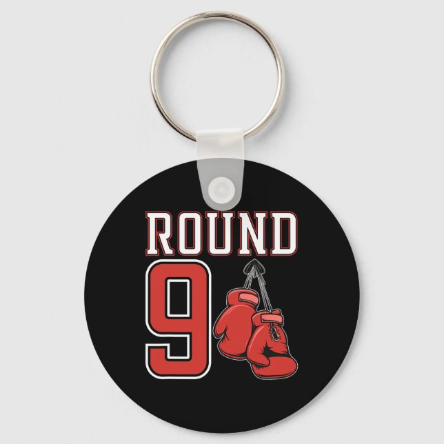 9th Birthday Boxing Boy 9 Year Old Boxer Bday Part Key Ring (Front)