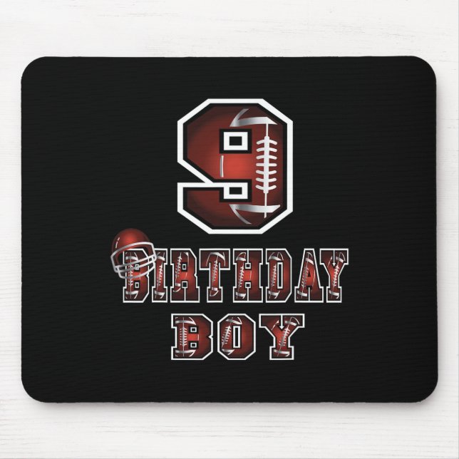 9th Birthday Boy 9 Years Old Football Lover Theme  Mouse Pad (Front)